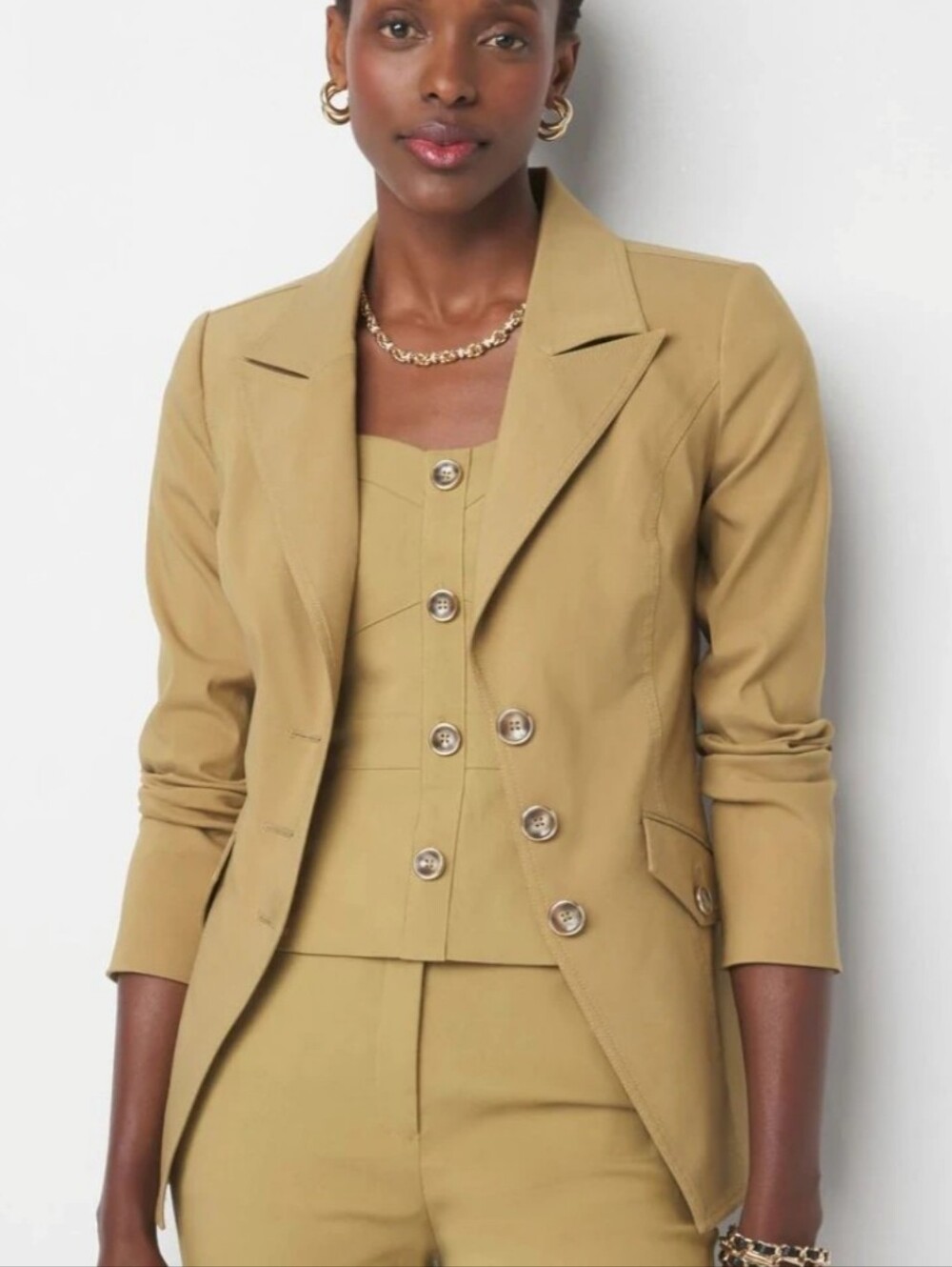 NWT White House Black Market Tan Double-Breasted Blazer Size 12